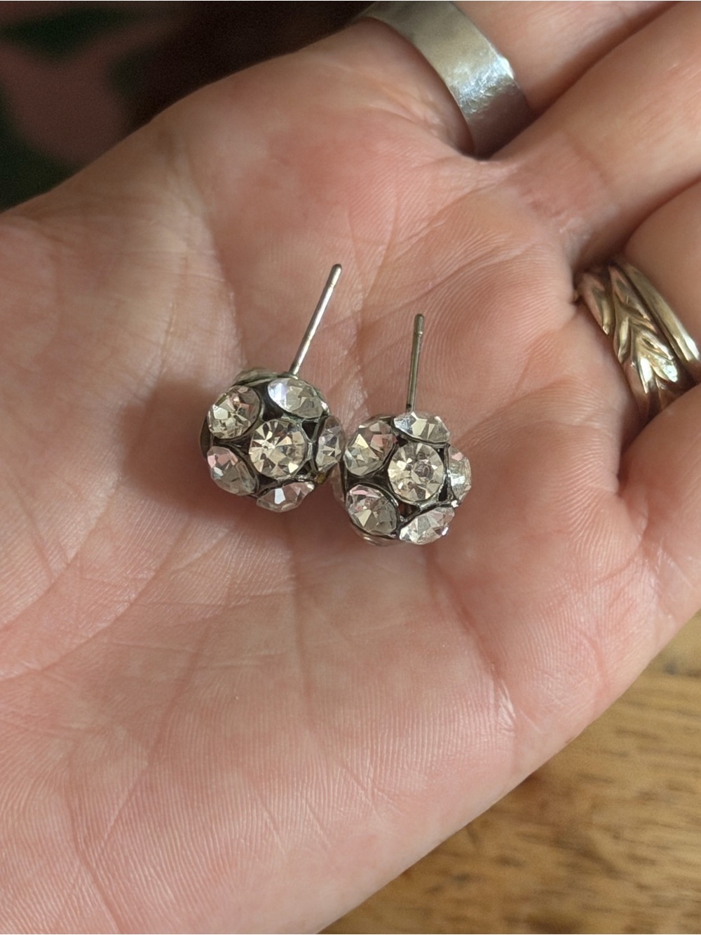 Silver Crystal Cluster Stud Earrings - Clear